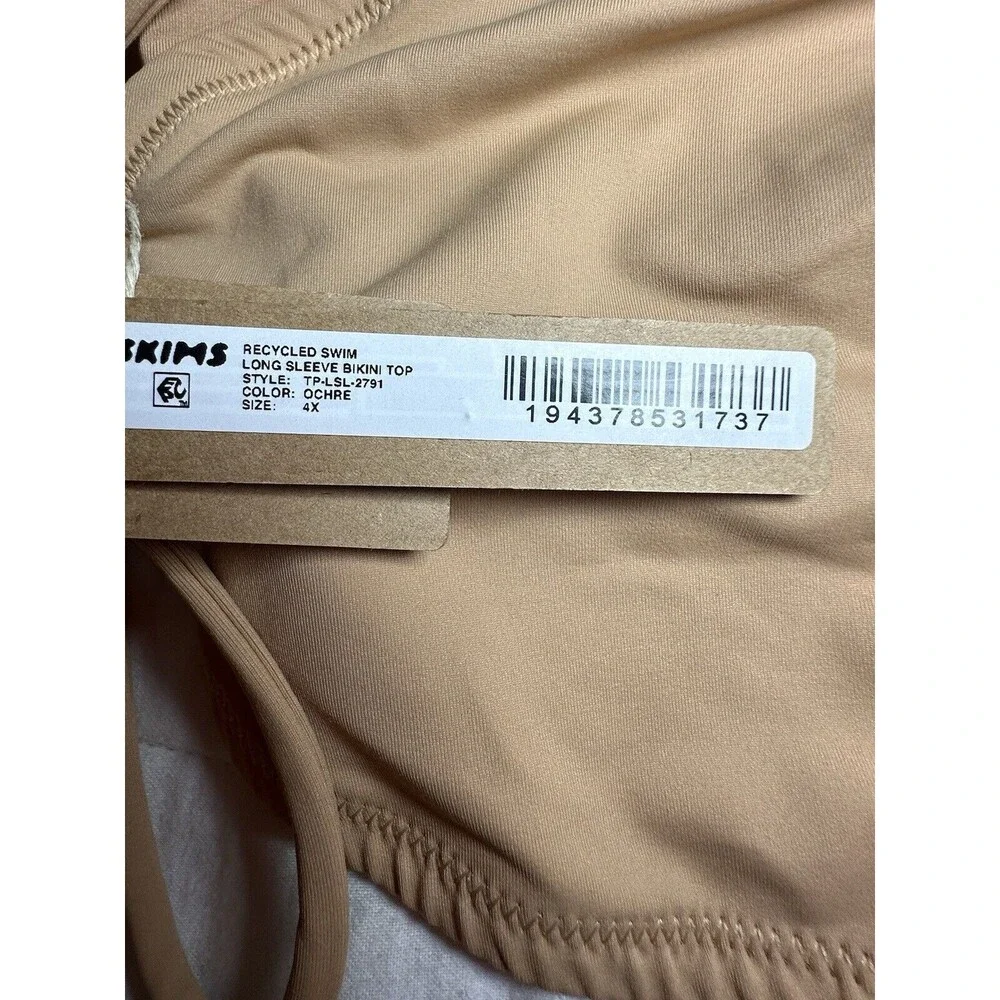 SKIMS Recycled‎ Swim Long Sleeve Bikini Top Ochre Women's SIZE 4X NWT
